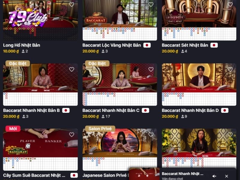 baccarat online tai 79club co nhieu hinh thuc cuoc